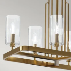 Elstead Lighting Kimrose Kronleuchter linear 10-Light Messing gebürstet Klarglas E14