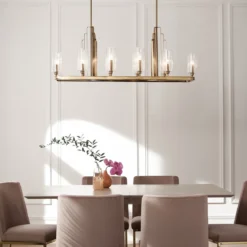 Elstead Lighting Kimrose Kronleuchter linear 10-Light Messing gebürstet Klarglas E14