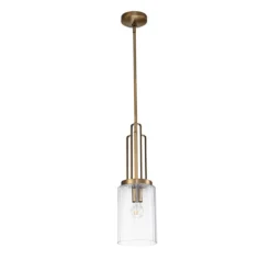 Elstead Lighting Kimrose Pendelleuchte 1-Light Messing gebürstet Klarglas E27