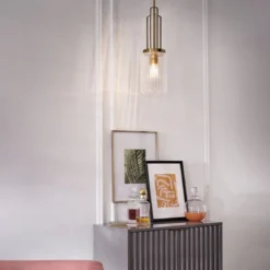 Elstead Lighting Kimrose Pendelleuchte 1-Light Messing gebürstet Klarglas E27