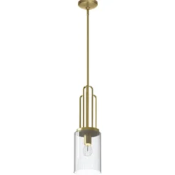 Elstead Lighting Kimrose Pendelleuchte 1-Light Messing gebürstet Klarglas E27