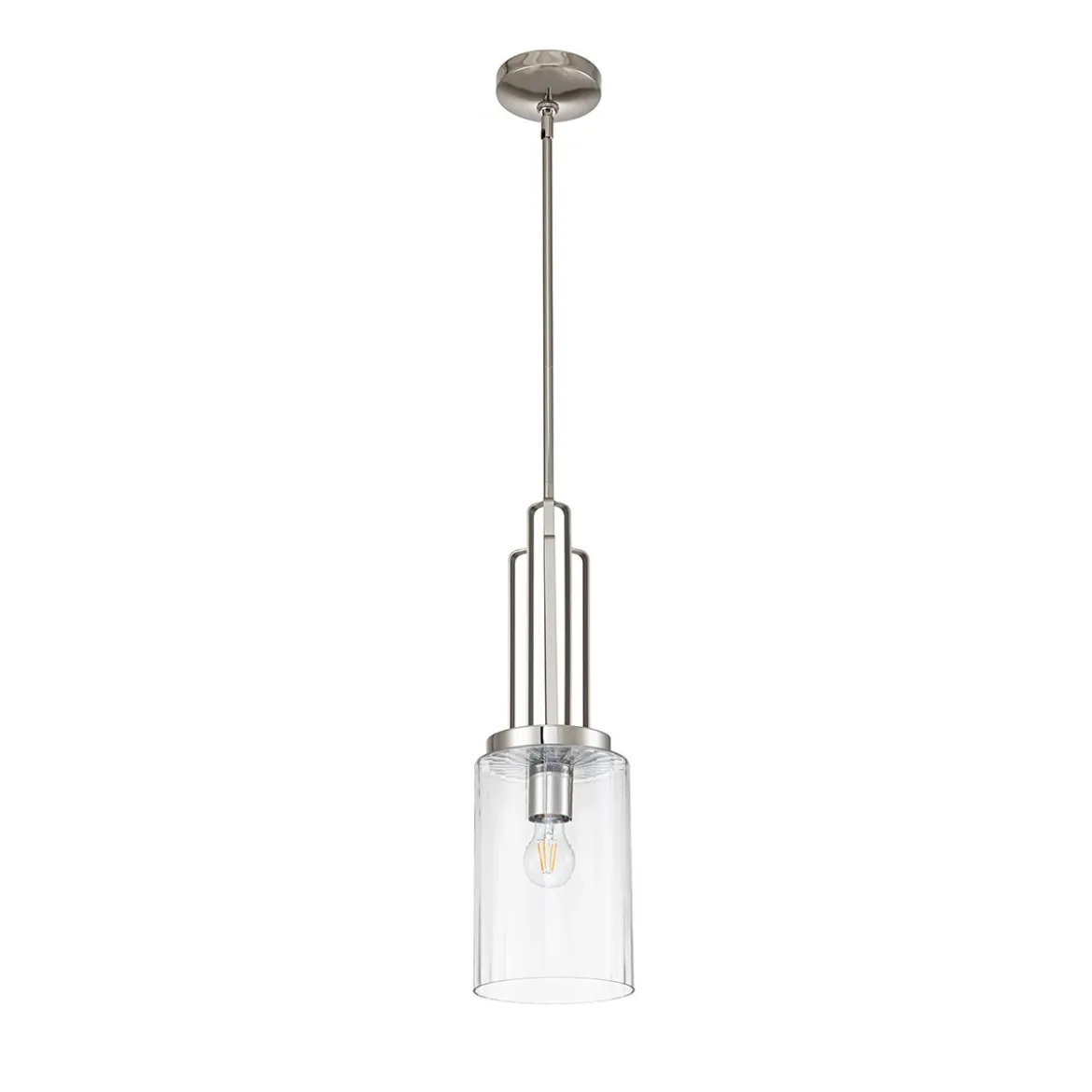 Elstead Lighting Kimrose Pendelleuchte 1-Light Nickel poliert Klarglas E27