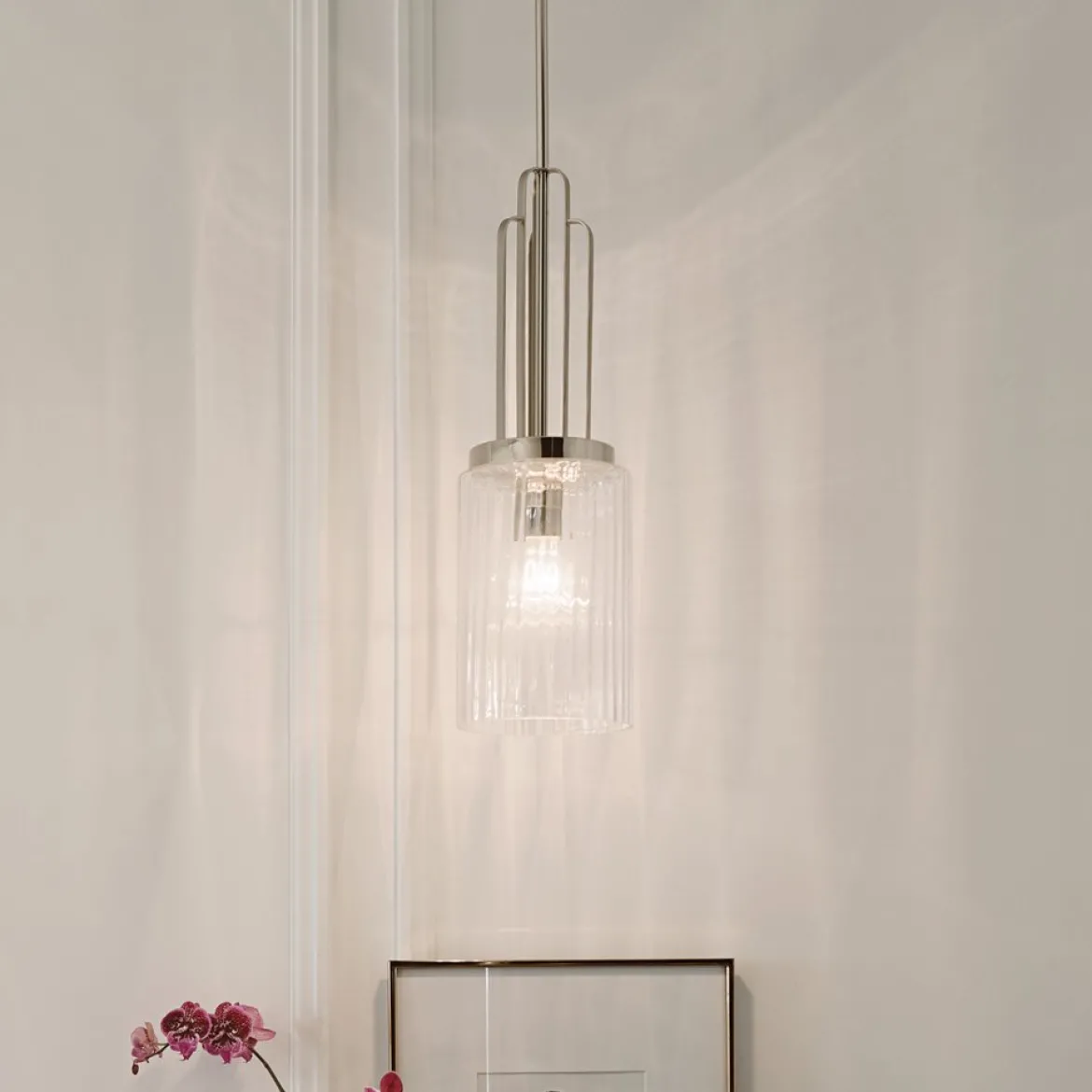 Elstead Lighting Kimrose Pendelleuchte 1-Light Nickel poliert Klarglas E27