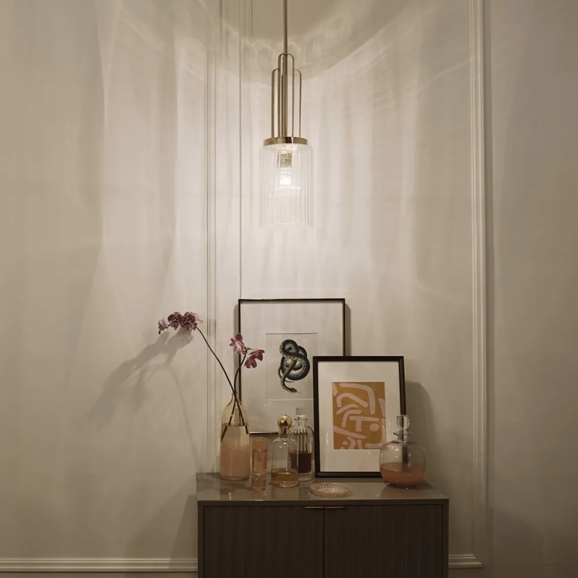 Elstead Lighting Kimrose Pendelleuchte 1-Light Nickel poliert Klarglas E27