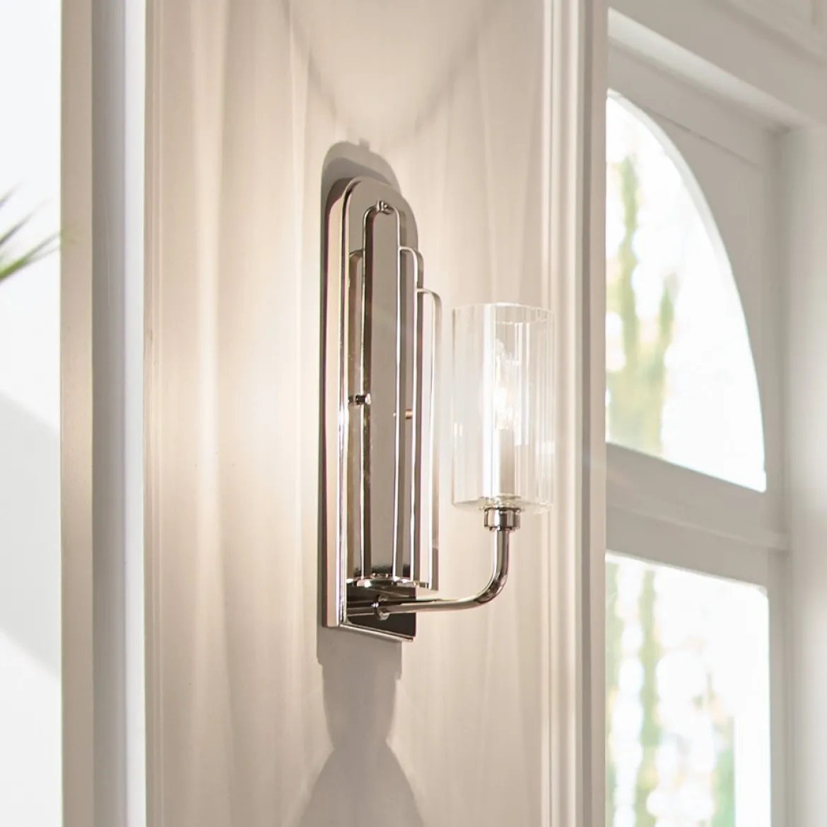 Elstead Lighting Kimrose Wandleuchte 1-Light Nickel poliert Klarglas E14