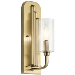 Elstead Lighting Kimrose Wandleuchte 1-Light Messing gebürstet Klarglas E14