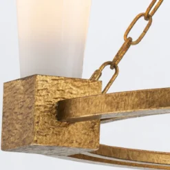 Elstead Lighting Kristy Kronleuchter 3-flammig Antik Gold Opalglas