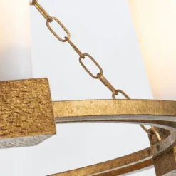 Elstead Lighting Kristy Kronleuchter 4-flammig Antik Gold Opalglas