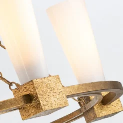 Elstead Lighting Kristy Kronleuchter 5-flammig Antik Gold Opalglas