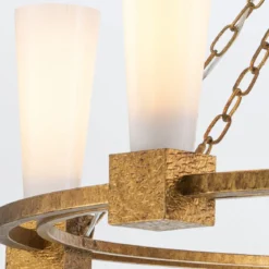 Elstead Lighting Kristy Kronleuchter 5-flammig Antik Gold Opalglas