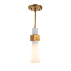 Elstead Lighting Kristy Pendelleuchte 1-flammig Antik Gold Opalglas