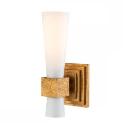Elstead Lighting Kristy  Wandleuchte 1-flammig Antik Gold Opalglas