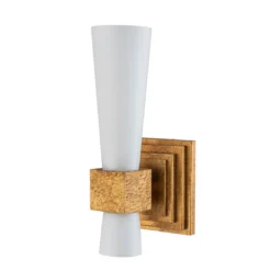 Elstead Lighting Kristy  Wandleuchte 1-flammig Antik Gold Opalglas
