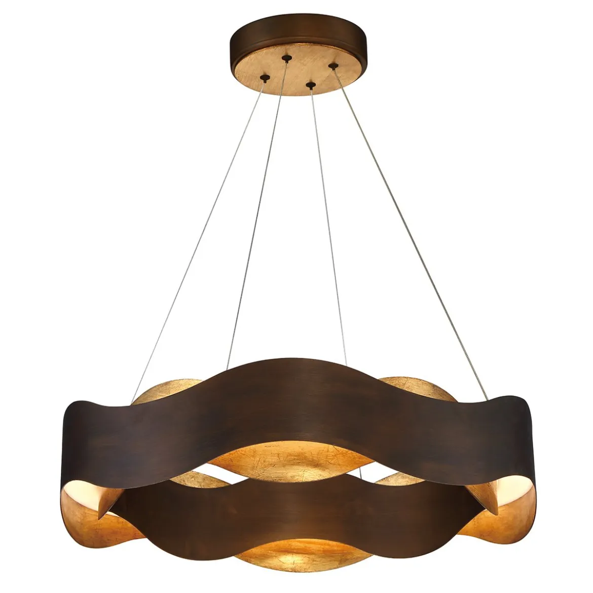 Elstead Lighting Kronleuchter VAUGHAN 610mm Bronze und Gold 3000K