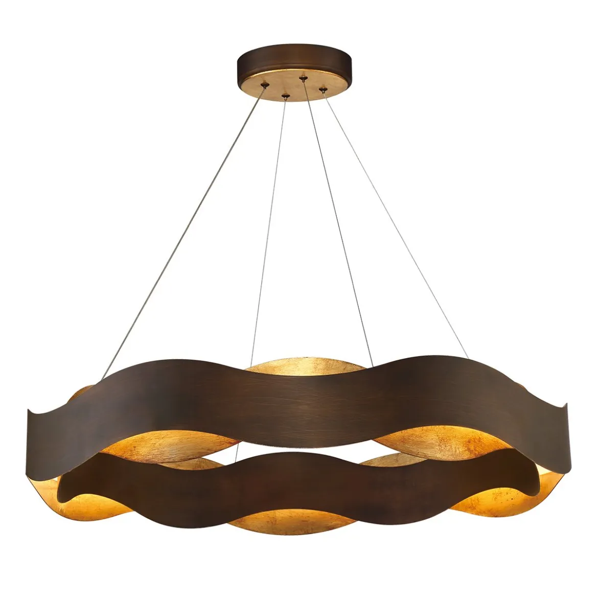 Elstead Lighting Kronleuchter VAUGHAN 850mm Bronze und Gold 3000K