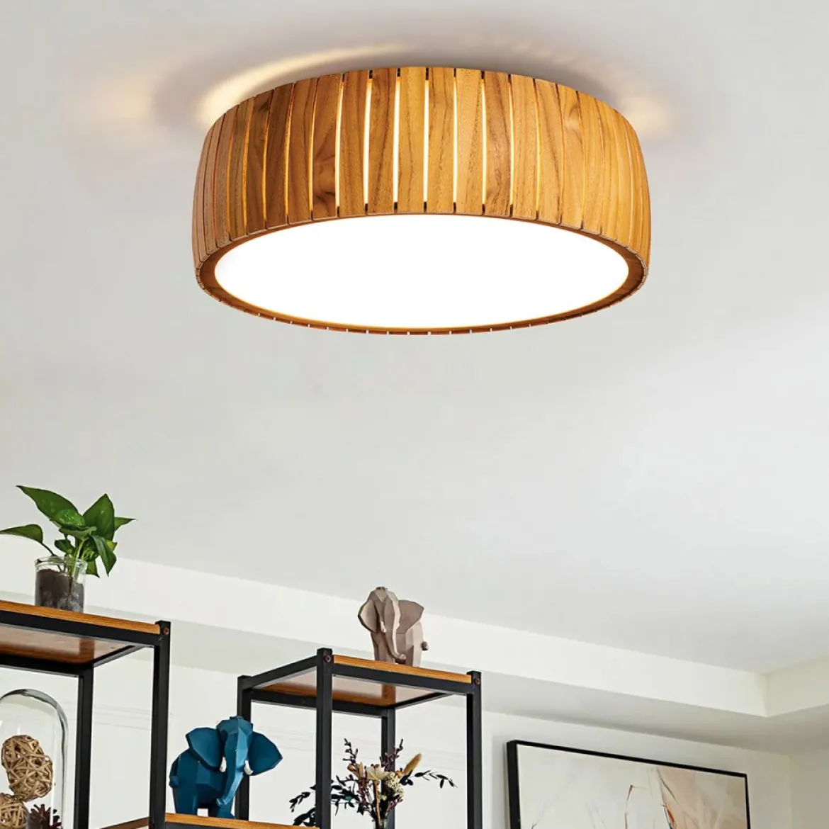 Elstead Lighting LED Deckenleuchte Teakfunier 50cm 3000K