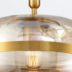 Elstead Lighting LED Pendelleuchte Nottingham 36cm Antikmessing Bernstein