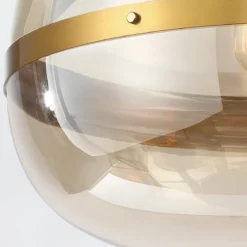Elstead Lighting LED Pendelleuchte Nottingham 51cm Antikmessing Bernstein