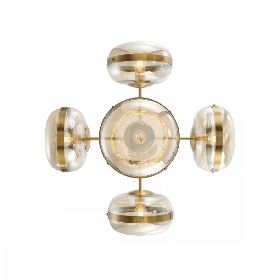 Elstead Lighting LED Pendelleuchte 5-flammig Nottingham Antikmessing Bernstein