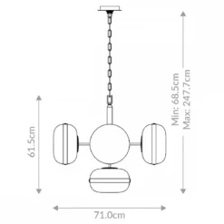 Elstead Lighting LED Pendelleuchte 5-flammig Nottingham Antikmessing Bernstein
