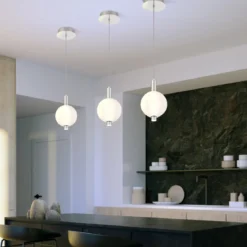Elstead Lighting LED Pendelleuchte Palmas 1-flammig Poliertes Nickel 3000K