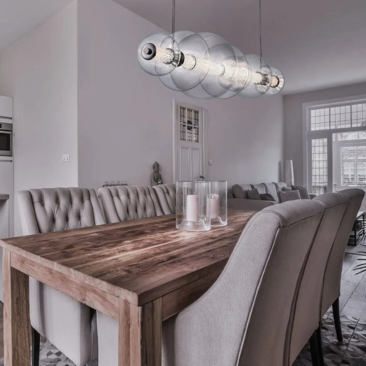 Elstead Lighting LED Pendelleuchte Atomo 7-flammig Chrom poliert 3000K