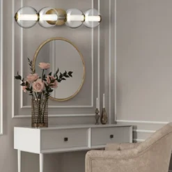 Elstead Lighting LED Wandleuchte Atomo 4-flammig Gold gebürstet 3000K