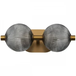 Elstead Lighting LED Wandleuchte Palmas 2-flammig 3000K gold Rauchglas
