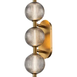 Elstead Lighting LED Wandleuchte Palmas 3-flammig 3000K gold Rauchglas