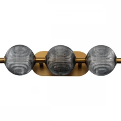 Elstead Lighting LED Wandleuchte Palmas 3-flammig 3000K gold Rauchglas