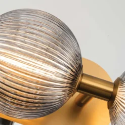 Elstead Lighting LED Wandleuchte Palmas 3-flammig 3000K gold Rauchglas