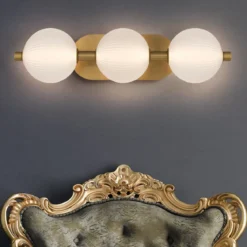 Elstead Lighting LED Wandleuchte Palmas 3-flammig 3000K gold Rauchglas