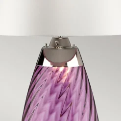 Elstead Lighting Lena Tischleuchte Large 2-Light Pflaume Nickel Stoffschirm Kaltweiß 74cm