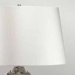 Elstead Lighting Lena Tischleuchte Large 2-Light Pflaume Nickel Stoffschirm Kaltweiß 74cm
