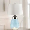 Elstead Lighting Lena Tischleuchte Small 2-Light Blau Nickel Stoffschirm Altweiß 61cm