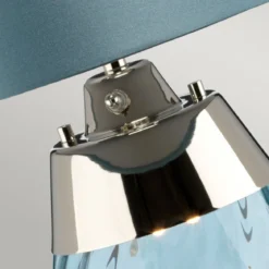 Elstead Lighting Lena Tischleuchte Small 2-Light Blau Nickel Stoffschirm Blau 61cm
