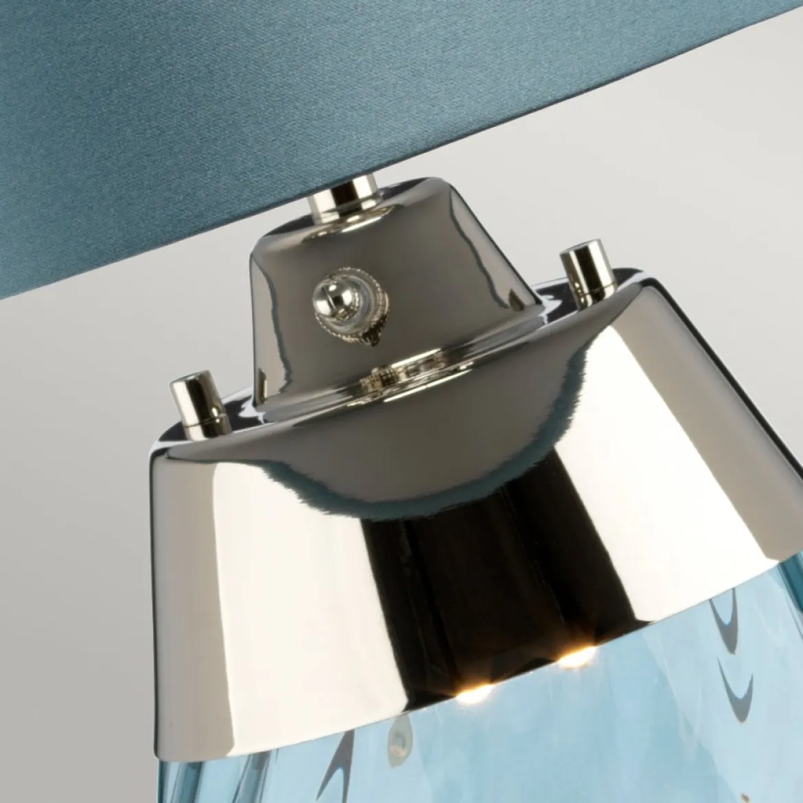 Elstead Lighting Lena Tischleuchte Small 2-Light Blau Nickel Stoffschirm Blau 61cm