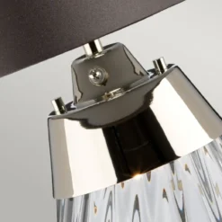 Elstead Lighting Lena Tischleuchte Small 2-Light Rauchglas Nickel Stoffschirm Grau 61cm