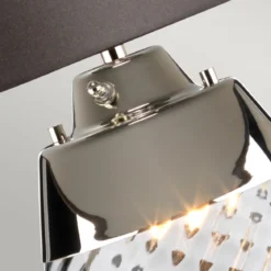 Elstead Lighting Lena Tischleuchte Large 2-Light Rauchglas Nickel Stoffschirm Grau 74cm