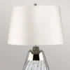 Elstead Lighting Lena Tischleuchte Small 2-Light Rauchglas Nickel Stoffschirm Kaltweiß 61cm