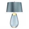 Elstead Lighting Lena Tischleuchte Large 2-Light Blau Nickel Stoffschirm Blau 74cm