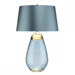 Elstead Lighting Lena Tischleuchte Large 2-Light Blau Nickel Stoffschirm Blau 74cm