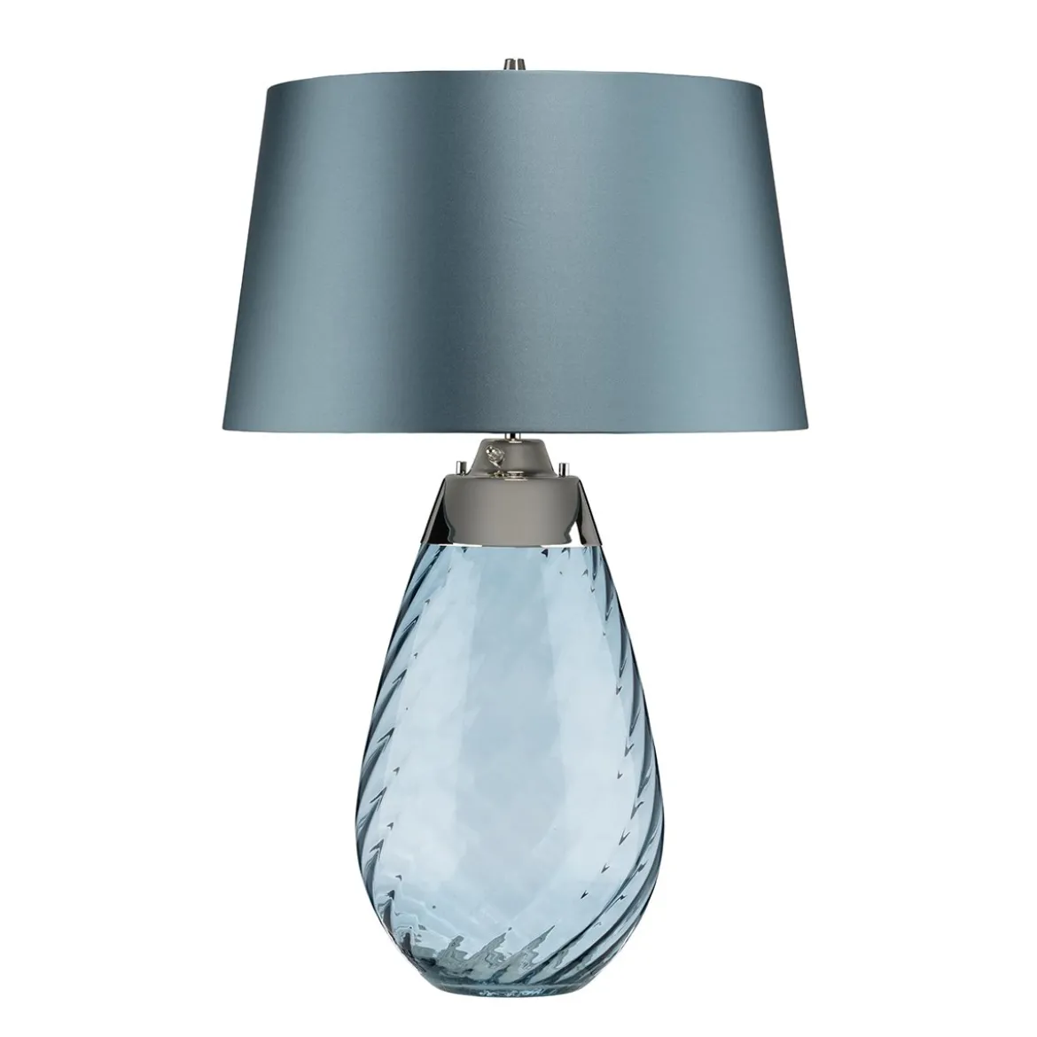 Elstead Lighting Lena Tischleuchte Large 2-Light Blau Nickel Stoffschirm Blau 74cm