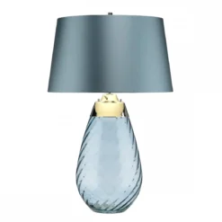 Elstead Lighting Lena Tischleuchte Large 2-Light Blau Nickel Stoffschirm Blau 74cm