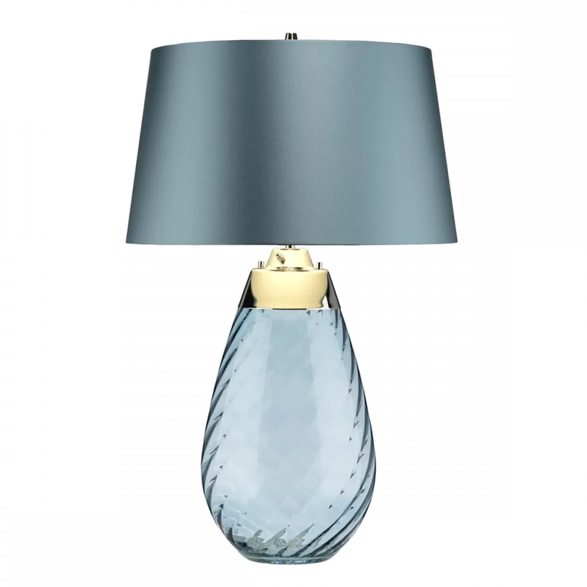 Elstead Lighting Lena Tischleuchte Large 2-Light Blau Nickel Stoffschirm Blau 74cm