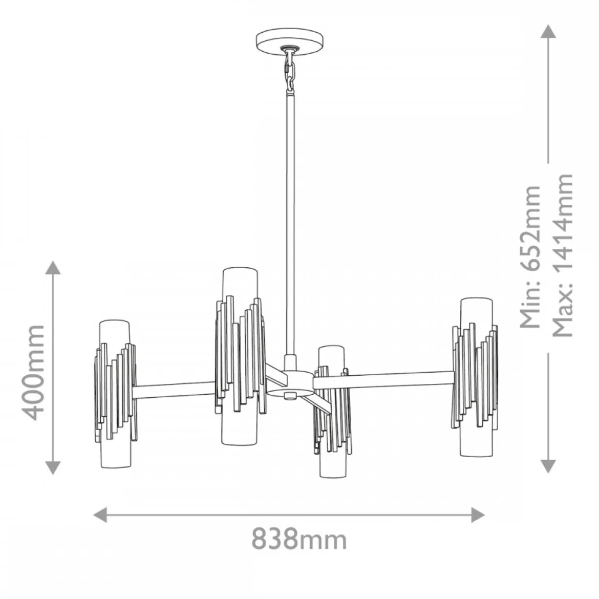 Elstead Lighting Marvele Kronleuchter 8-flammig Messing Opalglas
