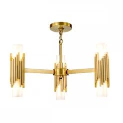 Elstead Lighting Marvele Kronleuchter 6-flammig Messing Opalglas