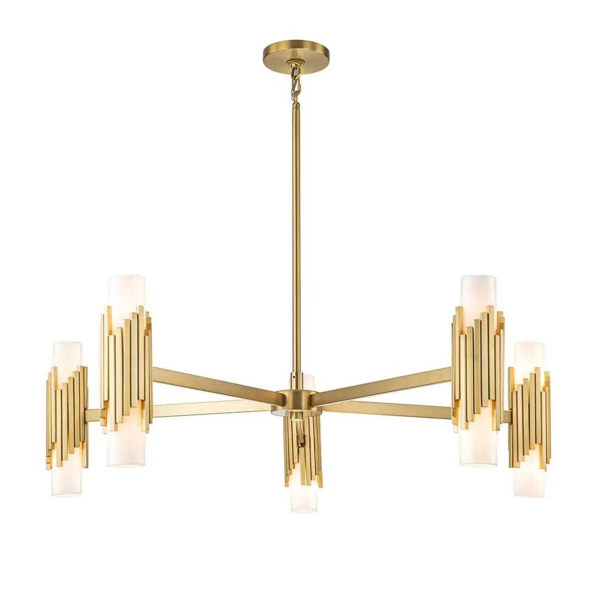 Elstead Lighting Marvele Kronleuchter 10-flammig Messing Opalglas