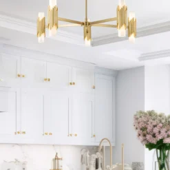 Elstead Lighting Marvele Kronleuchter 10-flammig Messing Opalglas