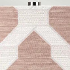 Elstead Lighting Milo Tischleuchte 1-Light Nickel Weiß Stoffschirm gemustert rosa 69cm